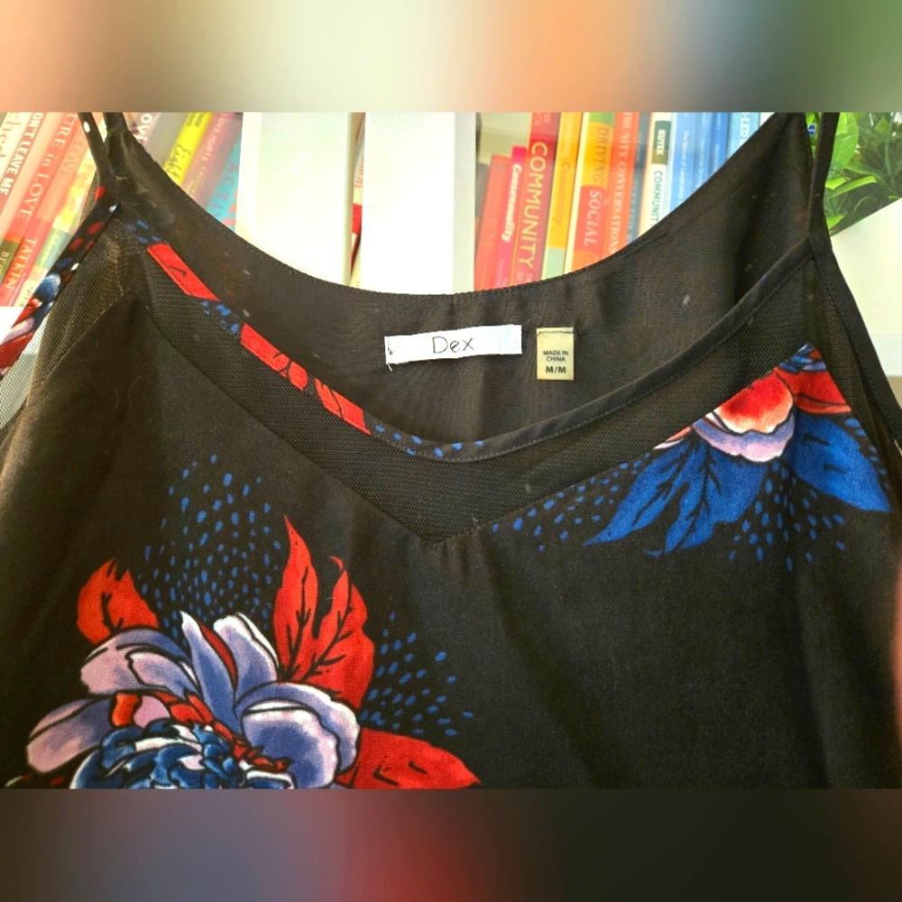 NWT Dex Black Floral Explosion Peony Camisole Sleeveless Top - Picture 6 of 12